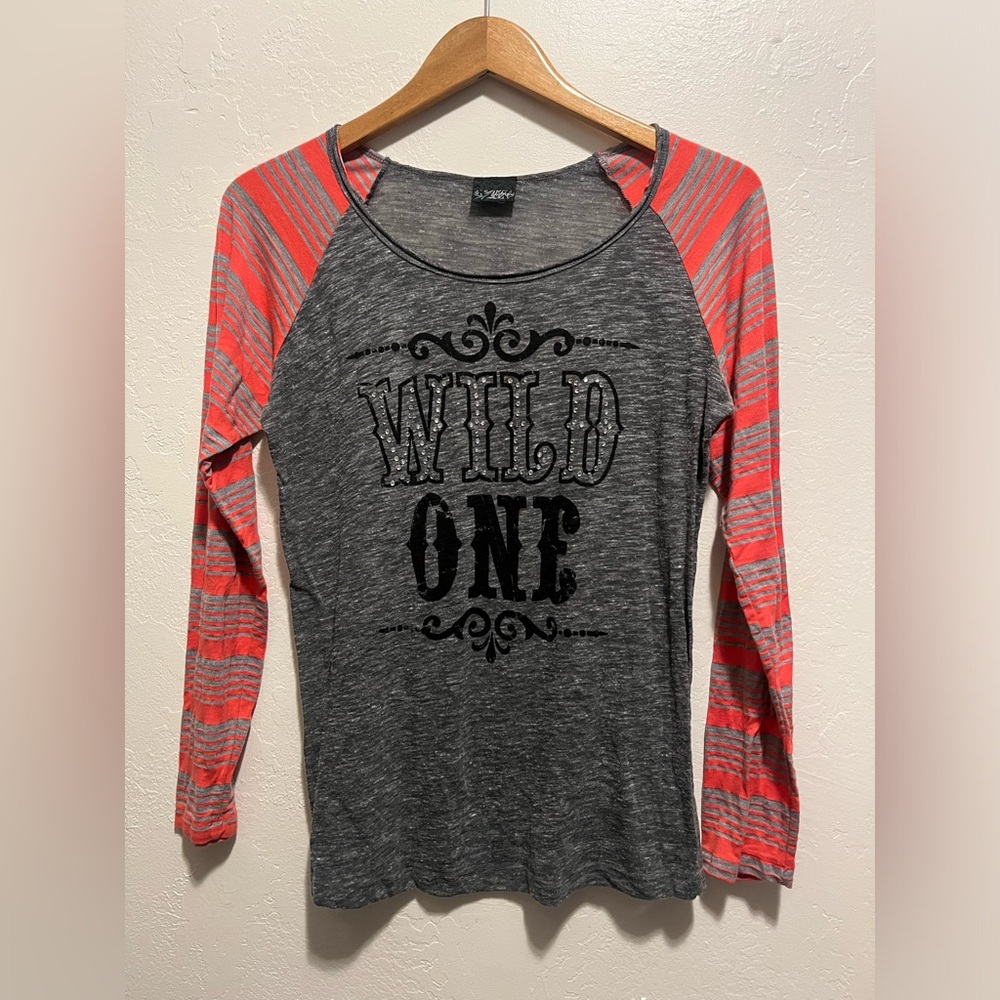 Daytrip Charcoal and Coral Long Sleeve Top